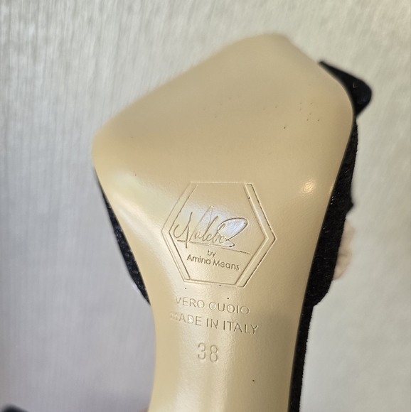 Nalebe Dimante Mule Heel Sandals Glitter Black Nalebe Mules MSRP $730 - Picture 13 of 17